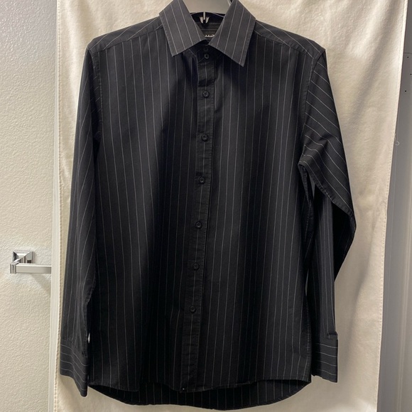Level Ten Black Men’s Button-Down Striped Dress Shirt - Picture 1 of 15